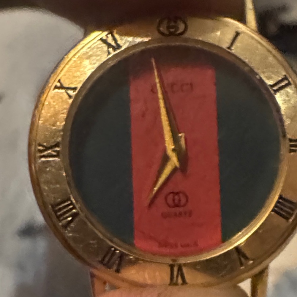 Gucci Gold and Red Stripe Watch